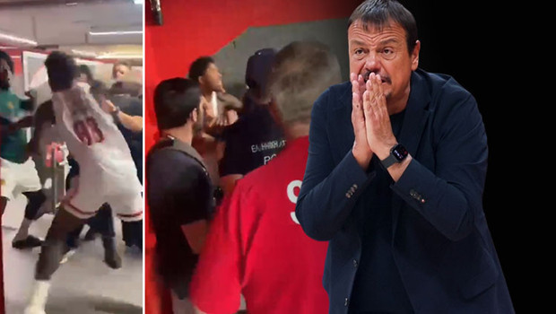 Yunanistan'da şampiyonluğun ardından salon karıştı: Maç sonu oyuncular arasında yumruklu saldırı! Ergin Ataman adeta çıldırdı